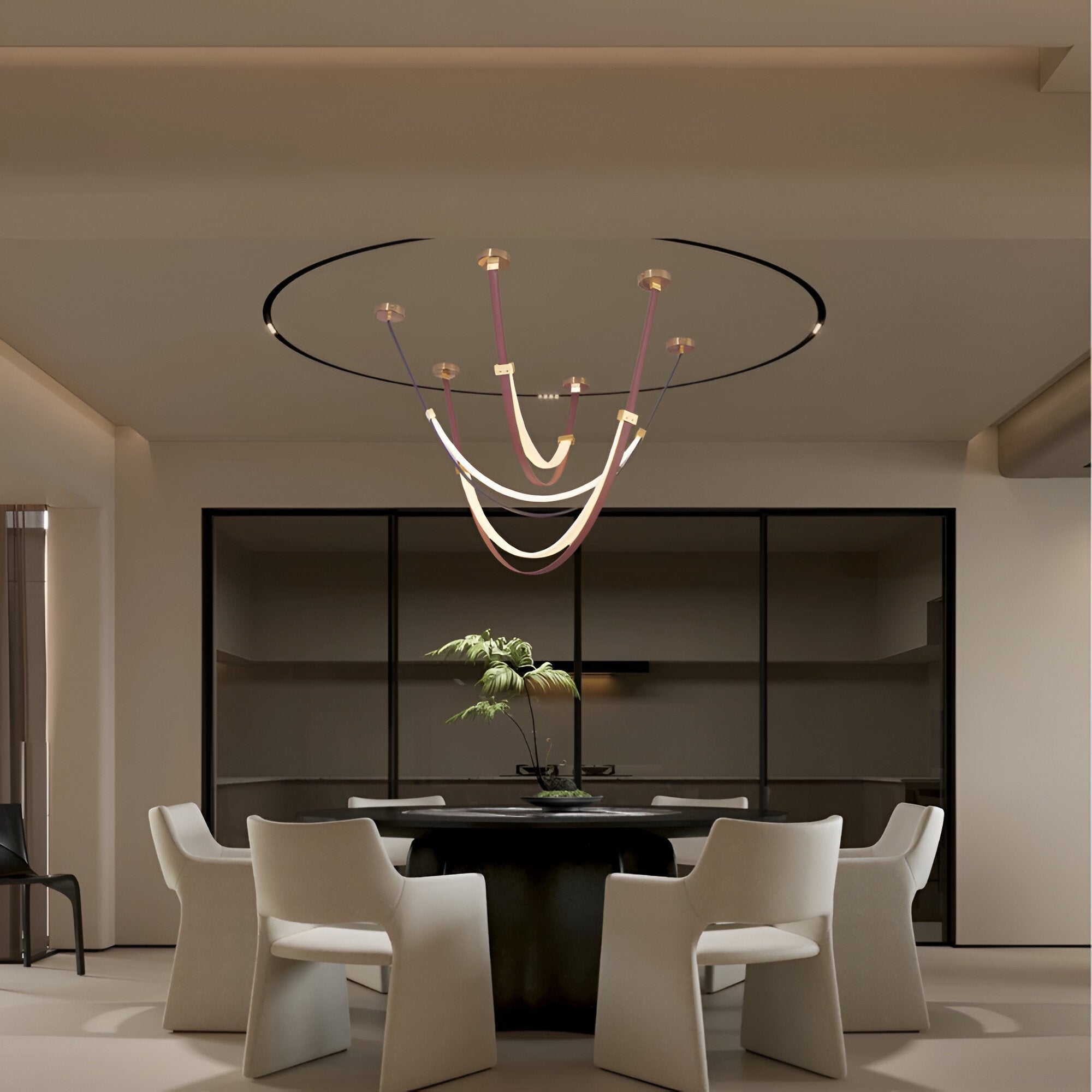 Nordic PU Leather LED Belt Ceiling Light