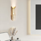 Traditional Japanese Travertine Elliptical Wall Light