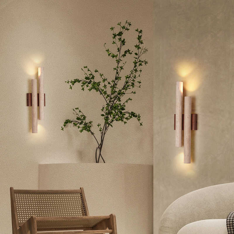 Travertine Retro Style Double Long Wall Light