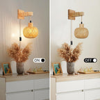 Retro LED Hand-Woven Bamboo Wall Light
