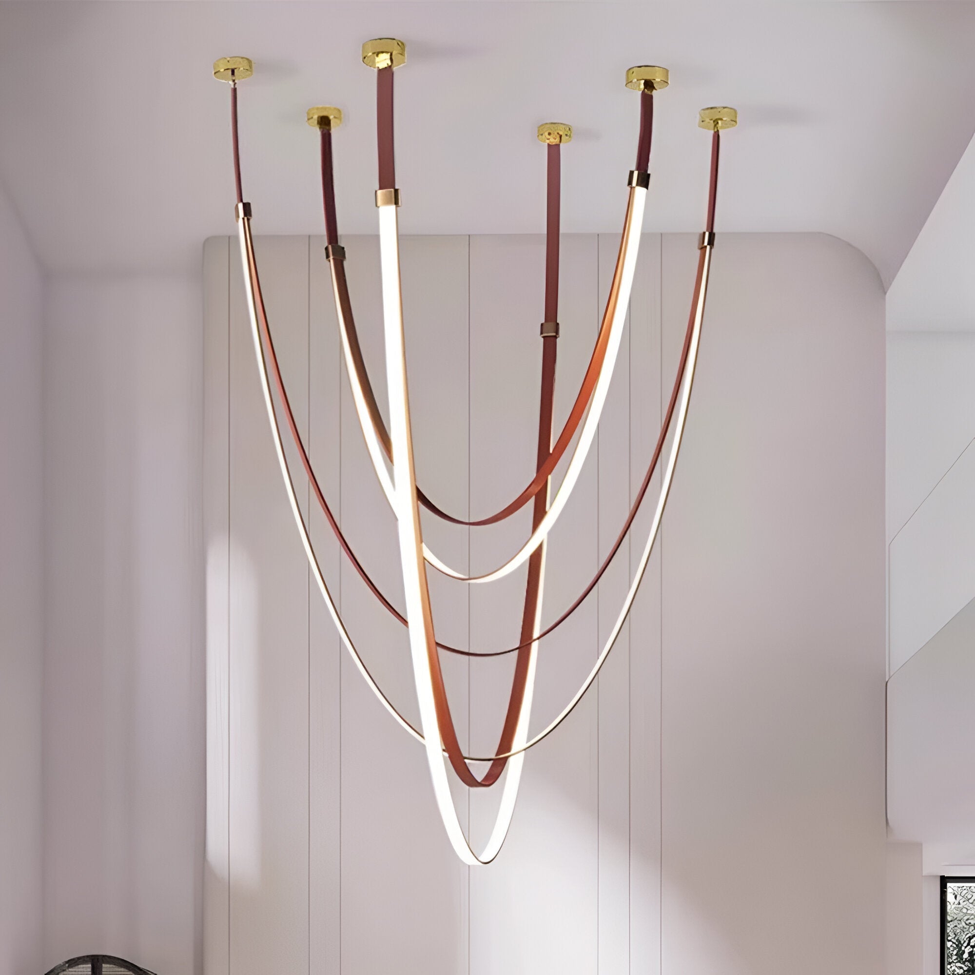Nordic PU Leather LED Belt Ceiling Light