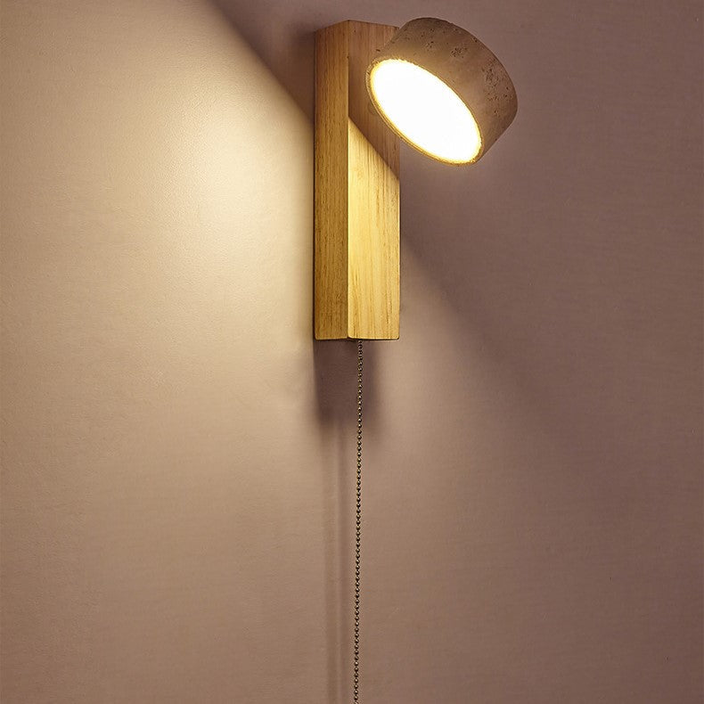 Travertine Wood Bedside Wall Light
