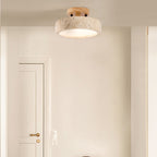 Round Yellow Travertine Ceiling Light Fixture