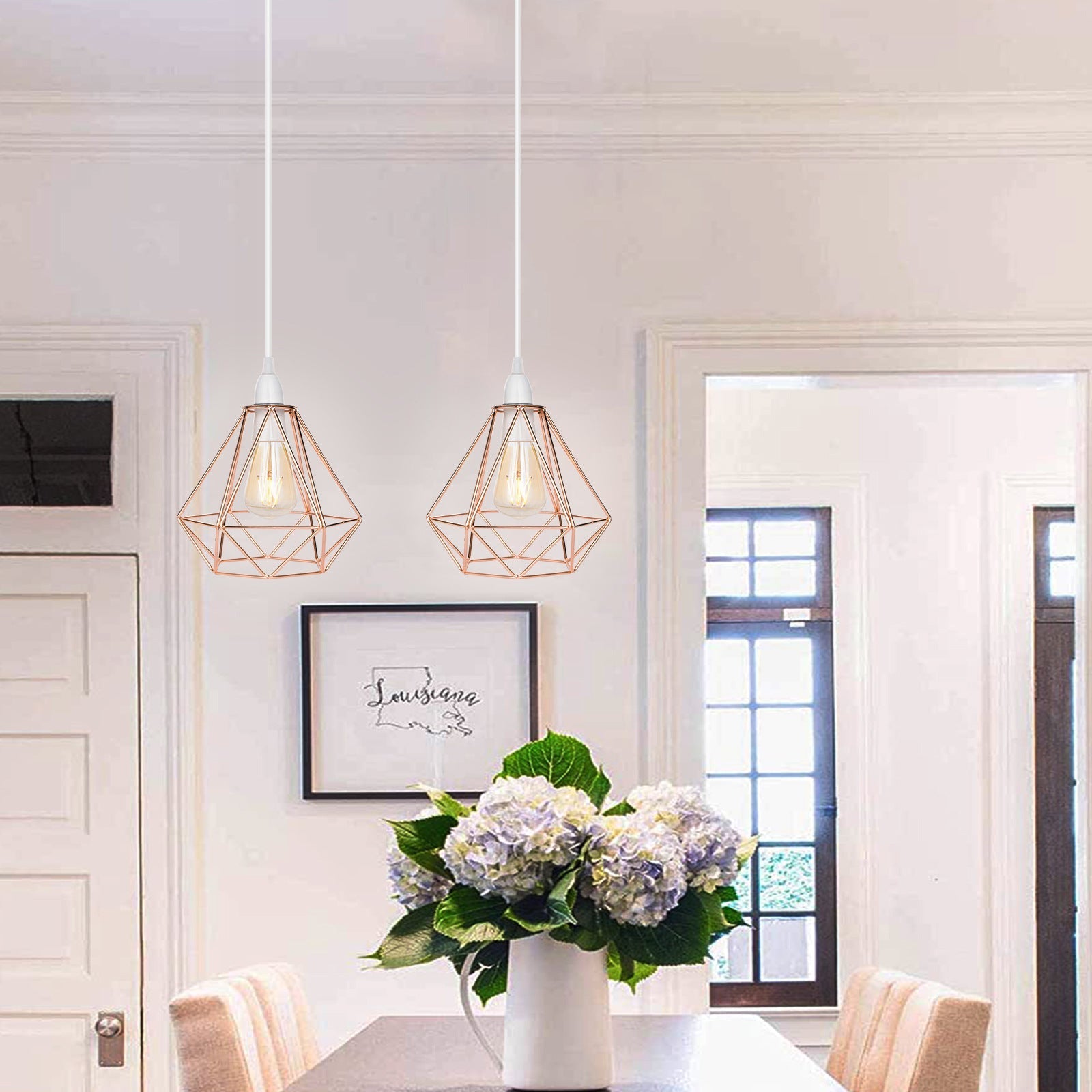 Nordic Diamond-Shaped Metal Pendant Light