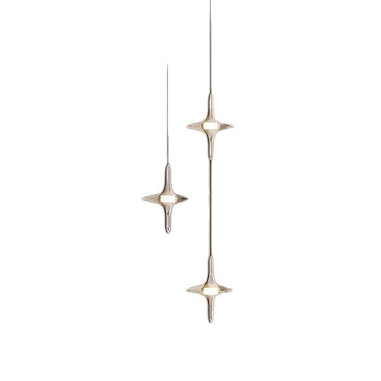 Star Rain crystal pendant light, three pointed drops at varied heights, product view