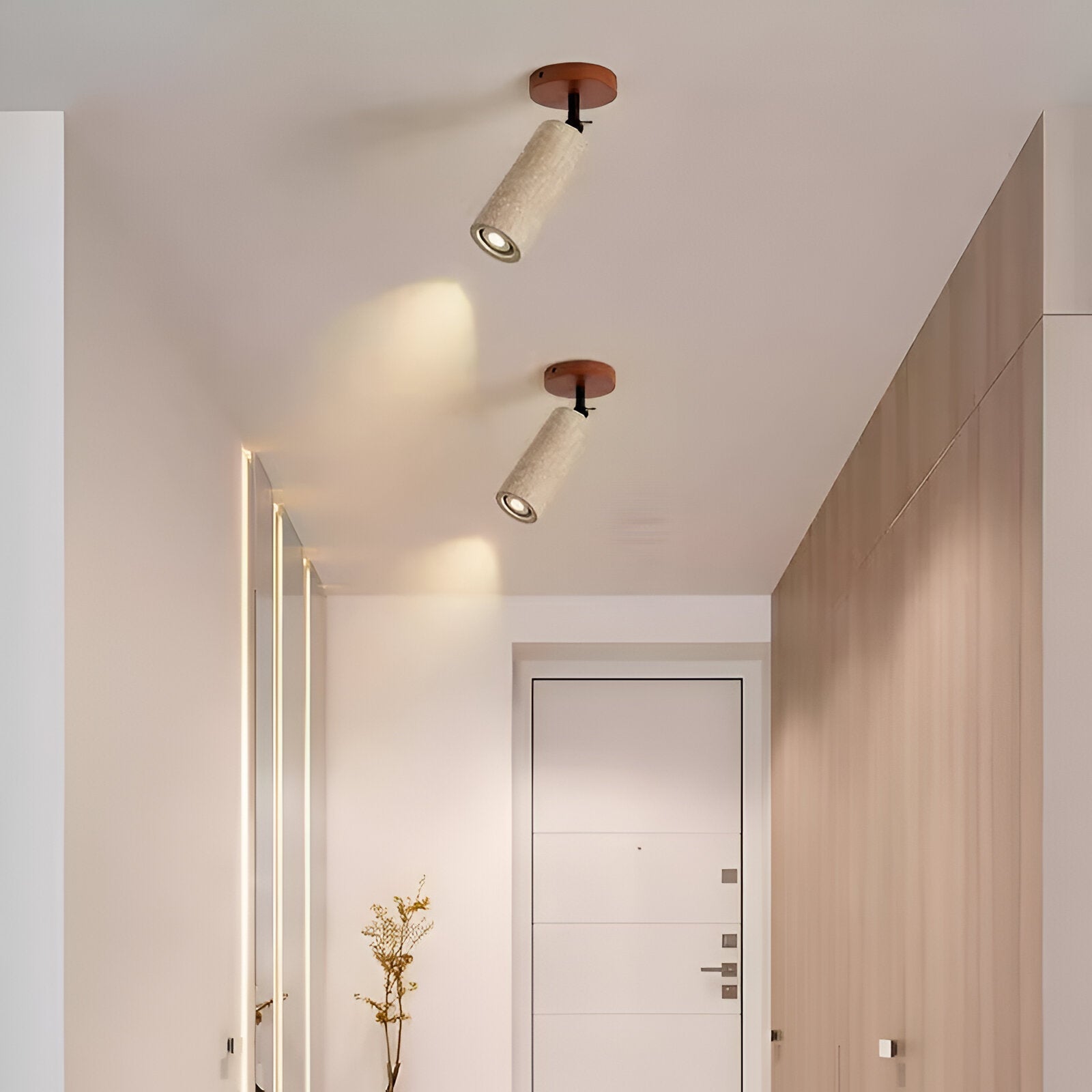 Yellow Travertine Wood Adjustable Ceiling and Wall Light