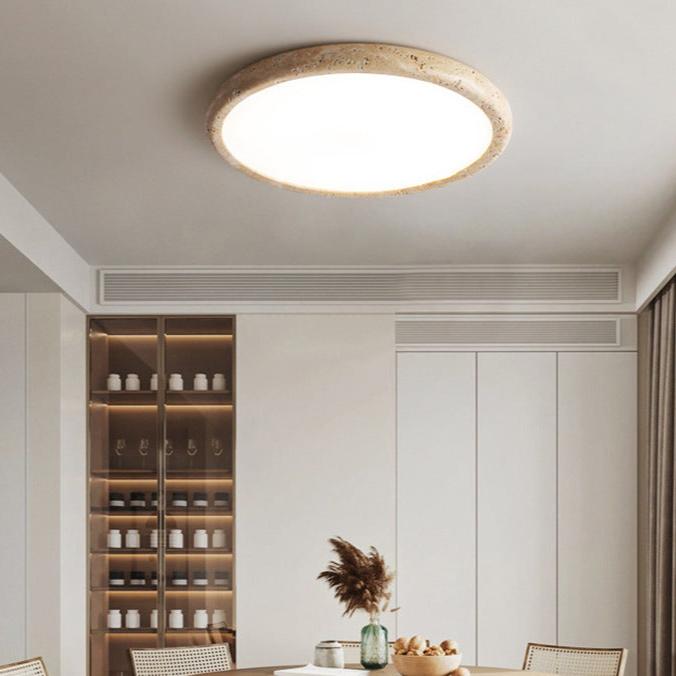 Travertine Japanese Style Round Ceiling Light