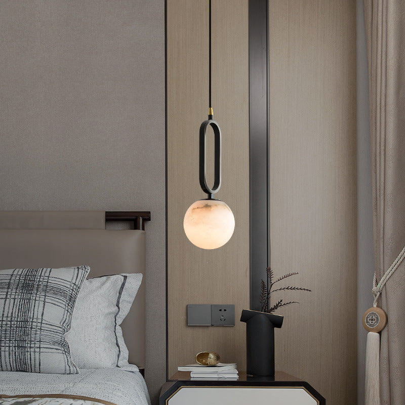 Alabaster Oval Ring Pendant Light