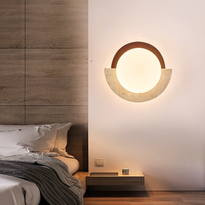 Modern Design Travertine Log Wabi-Sabi Style Wall Light