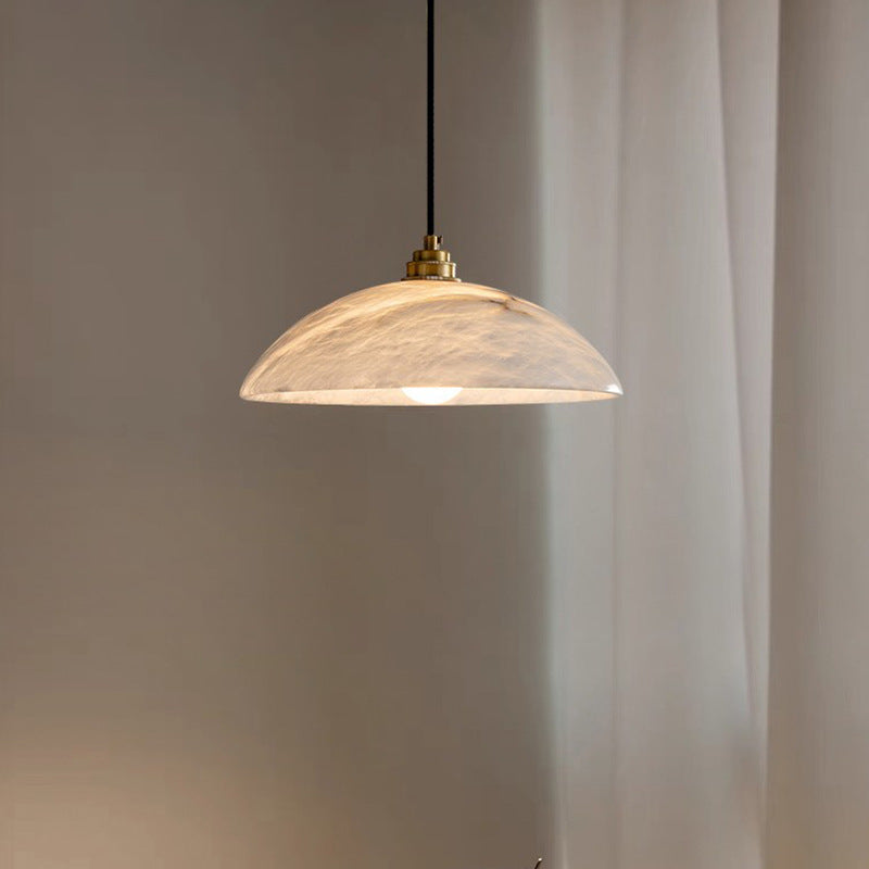 Modern Alabaster Dome Pendant Light