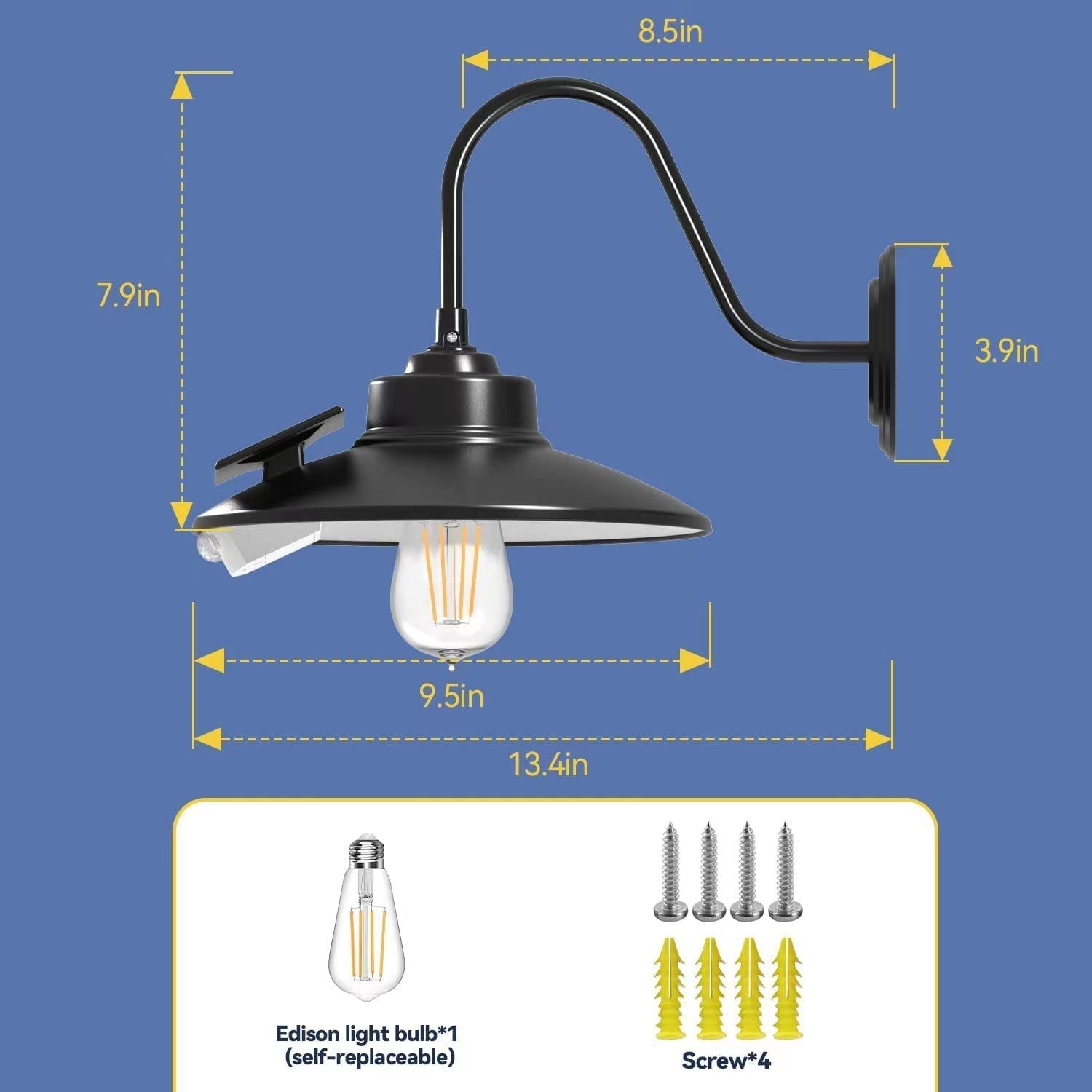 Retro IP65 Waterproof Outdoor Solar Wall Light