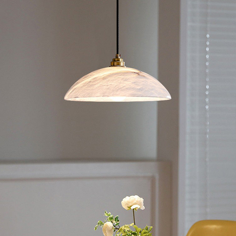 Modern Alabaster Dome Pendant Light