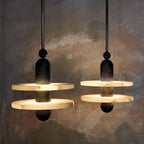 Modern Iron Alabaster Disc Minimalist Pendant Light