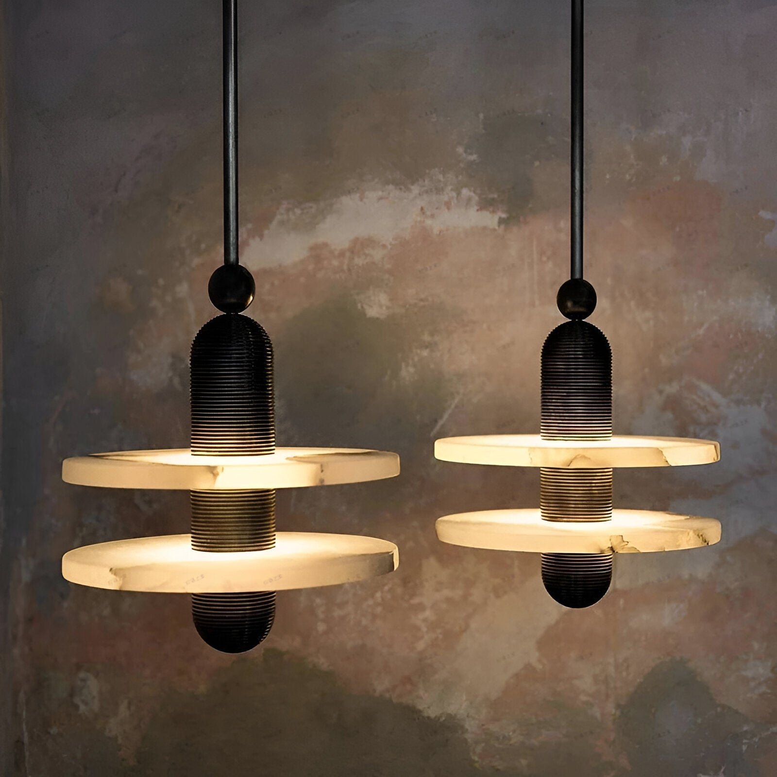 Modern Iron Alabaster Disc Minimalist Pendant Light