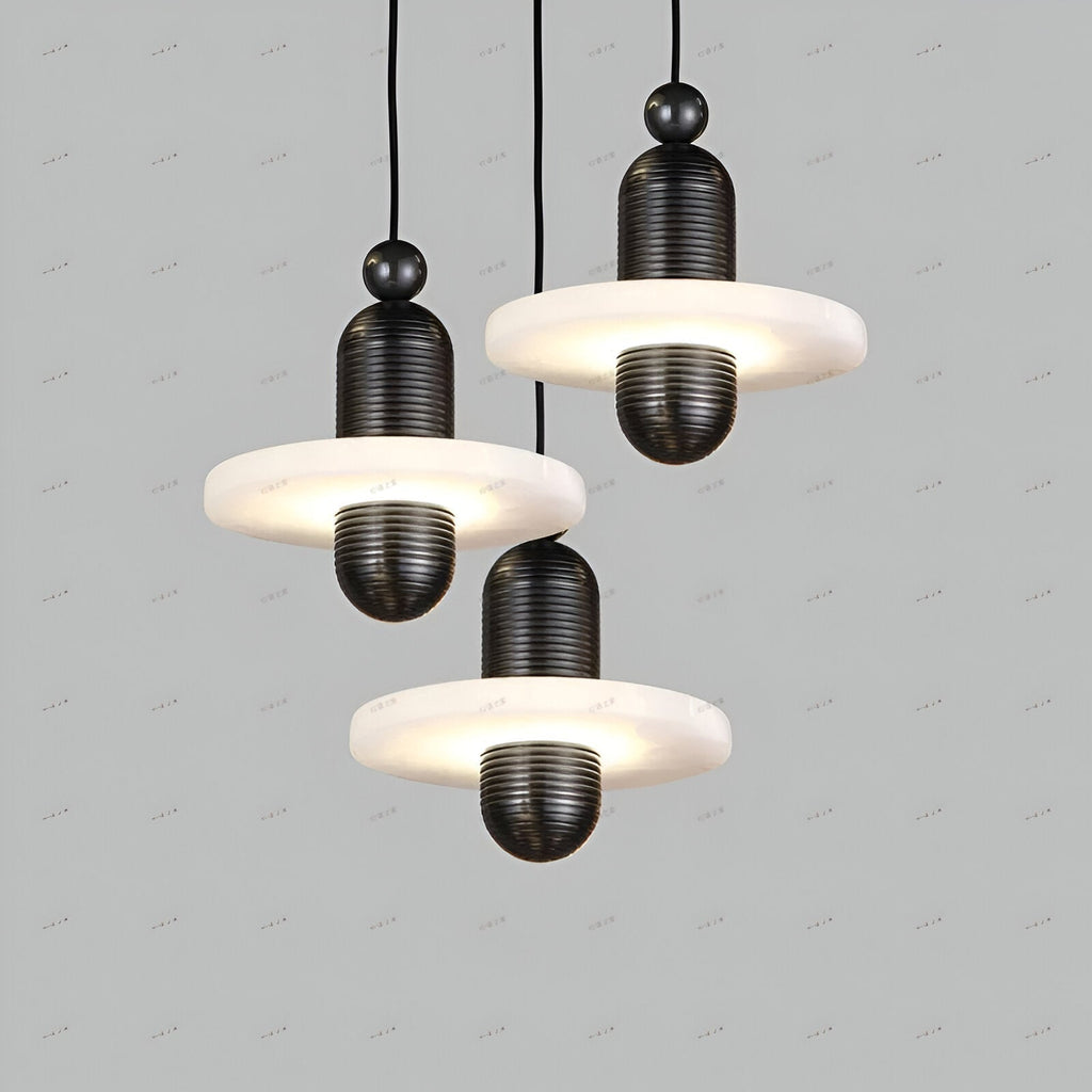Modern Iron Alabaster Disc Minimalist Pendant Light