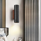 Minimalist Black Travertine Tube Wall Light