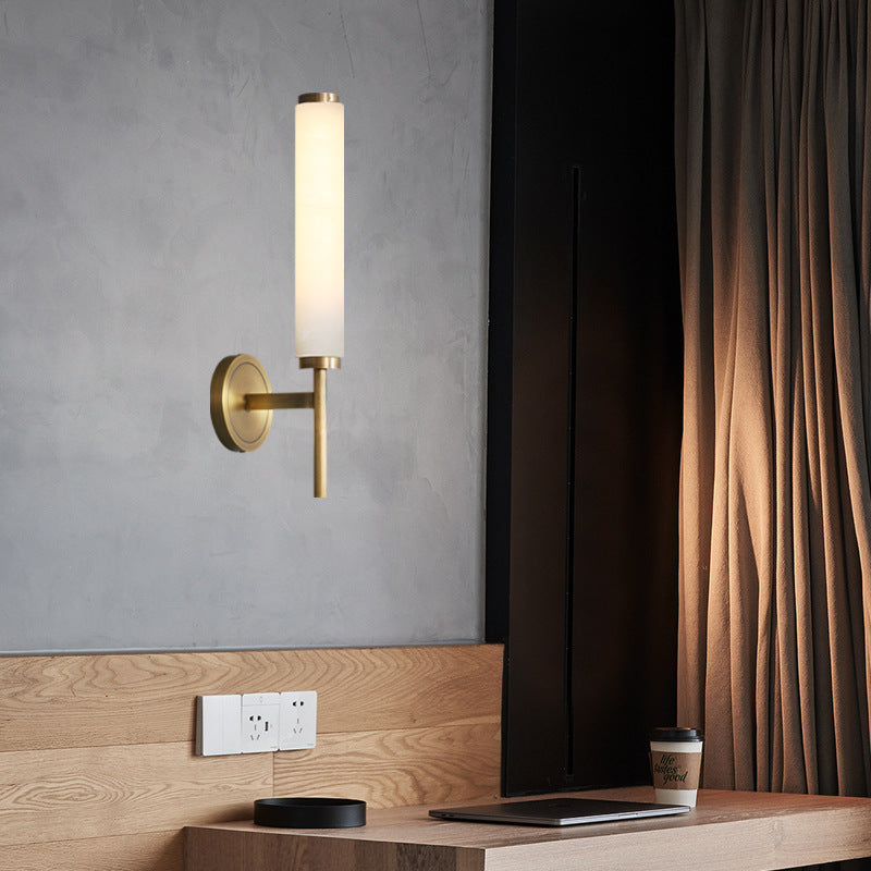 Nordic Brass Marble Tube Wall Light