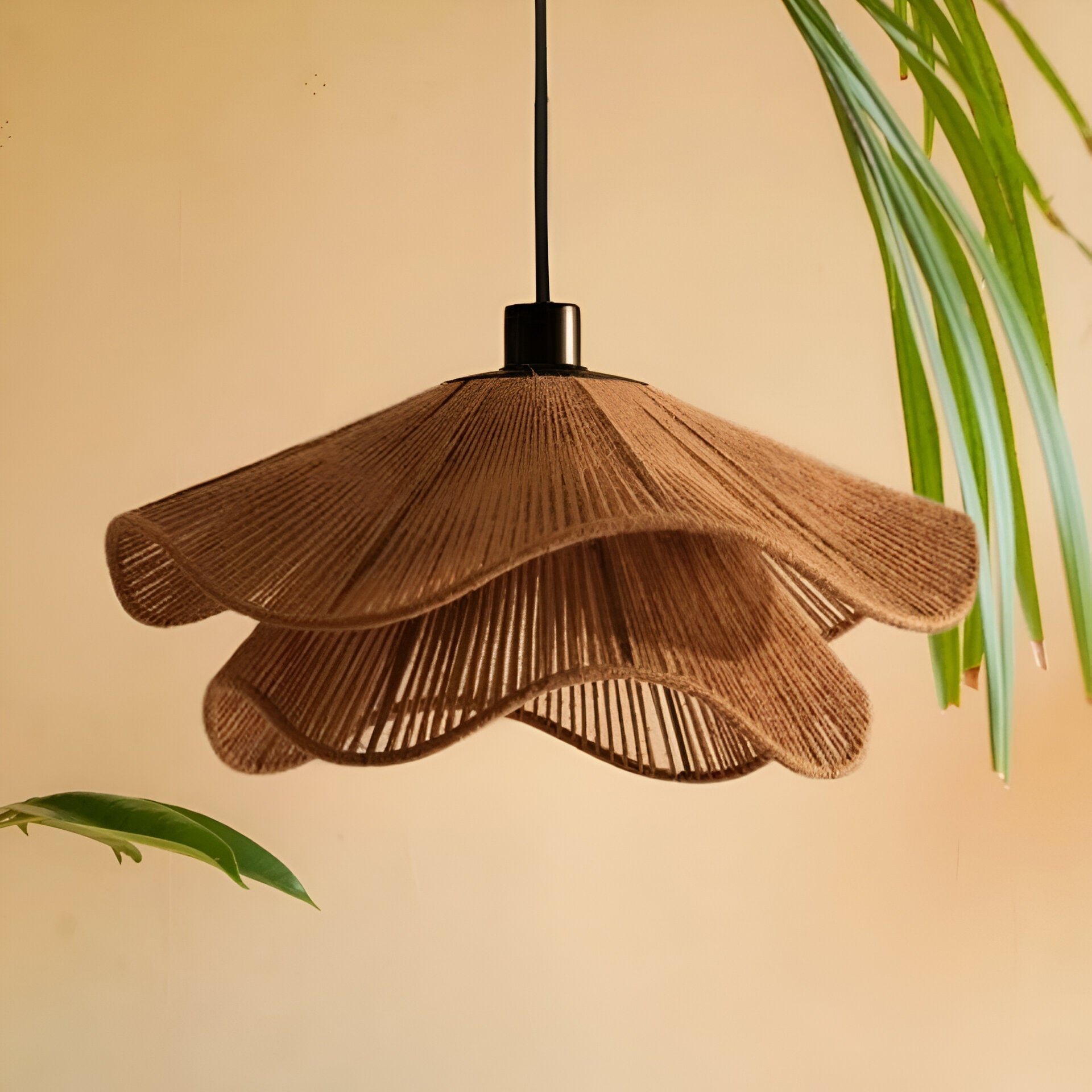 Cape Points Boho Natural Jute Fiber Pendant Light