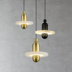 Modern Iron Alabaster Disc Minimalist Pendant Light