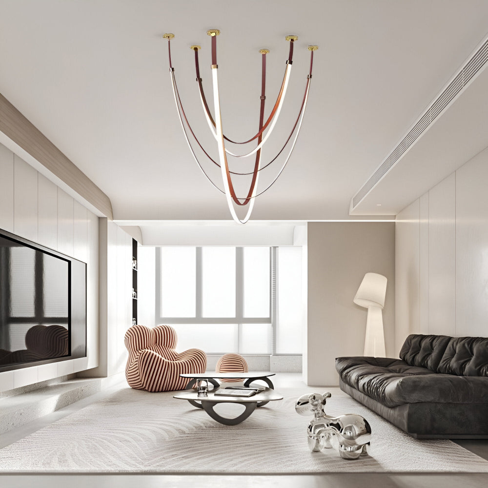 Nordic PU Leather LED Belt Ceiling Light