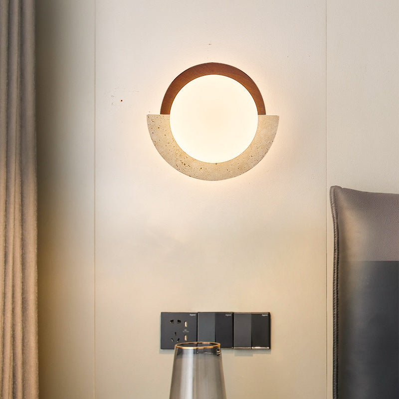 Modern Design Travertine Log Wabi-Sabi Style Wall Light