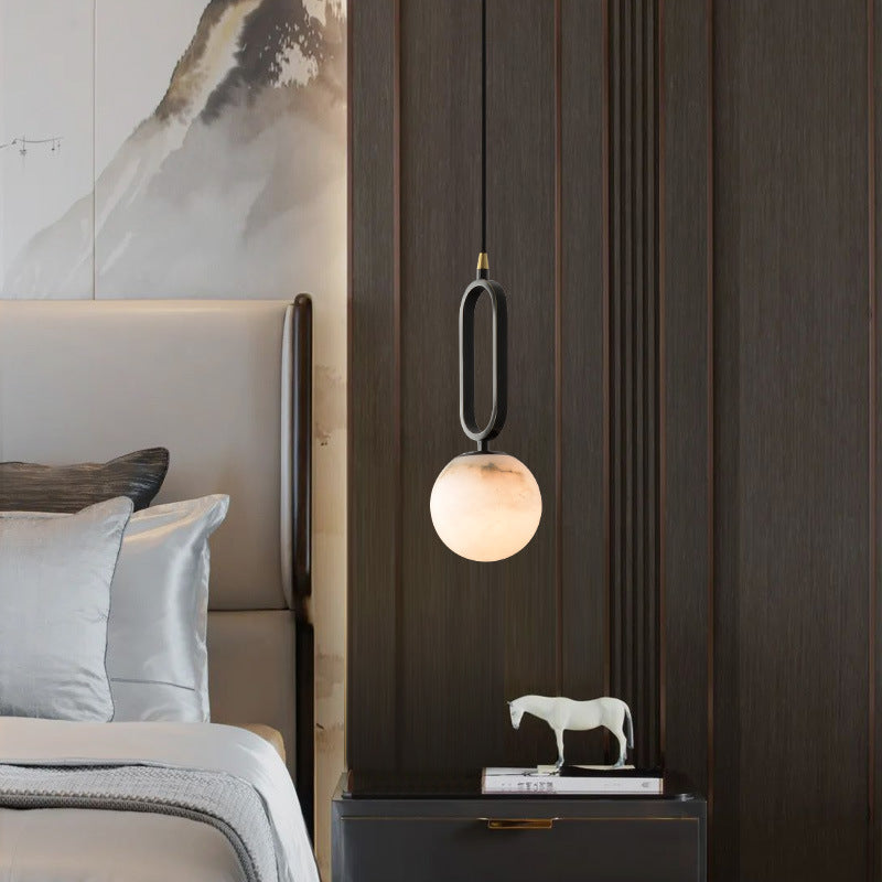 Alabaster Oval Ring Pendant Light