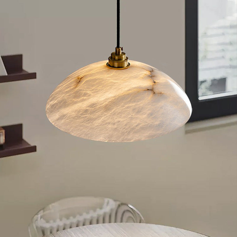 Modern Alabaster Dome Pendant Light