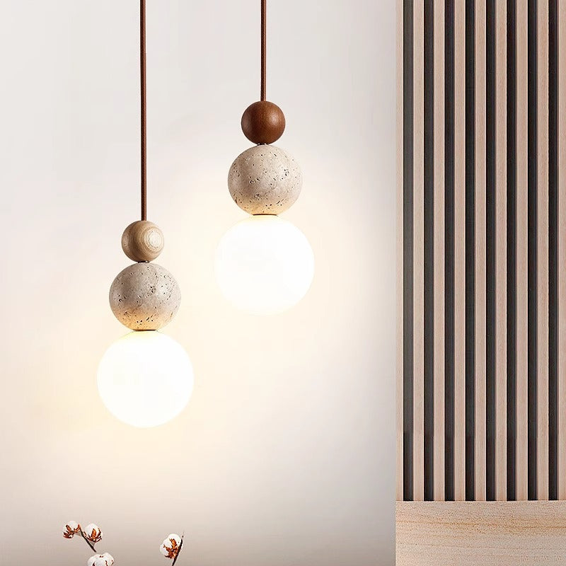 Travertine Stone Cream Retro Minimalist LED Pendant Light