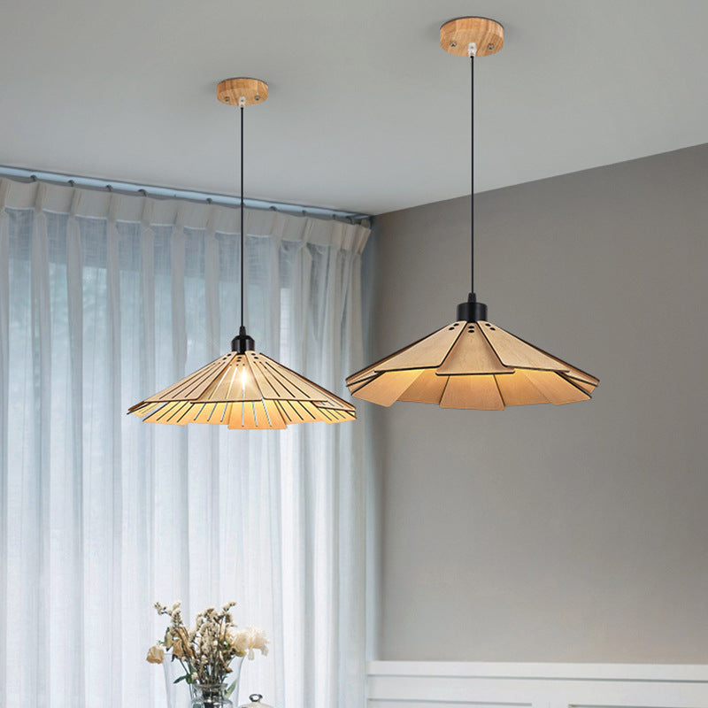 Sora Cone Wabi-Sabi Wood Pendant Light