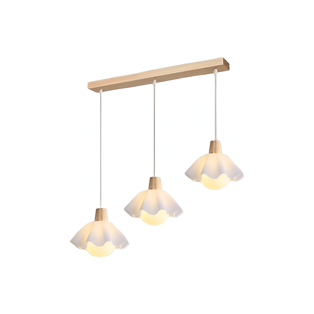 Nordic Style Wooden Flower Pendant Light