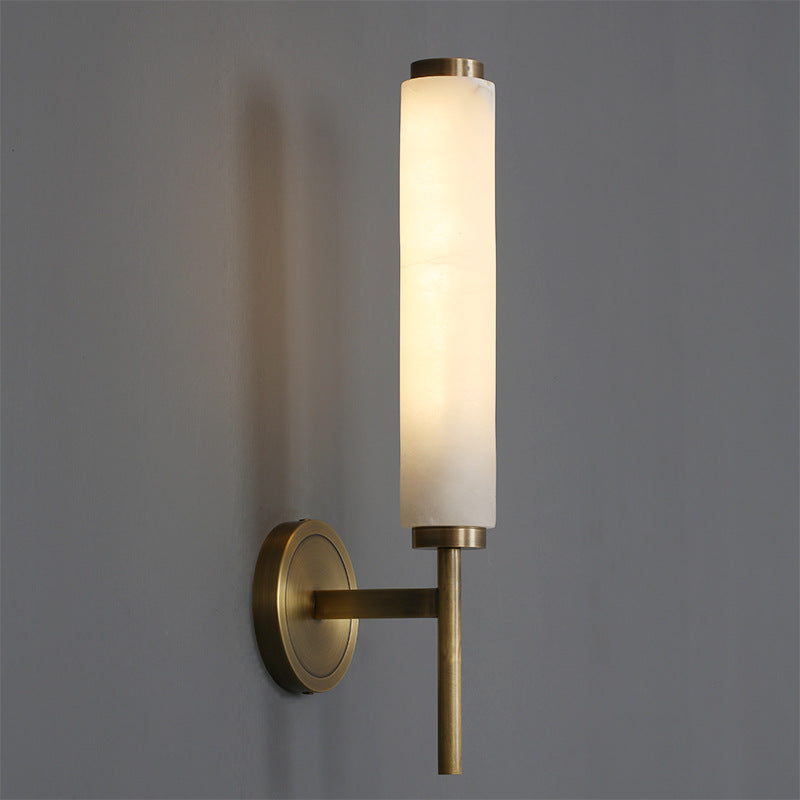 Nordic Brass Marble Tube Wall Light