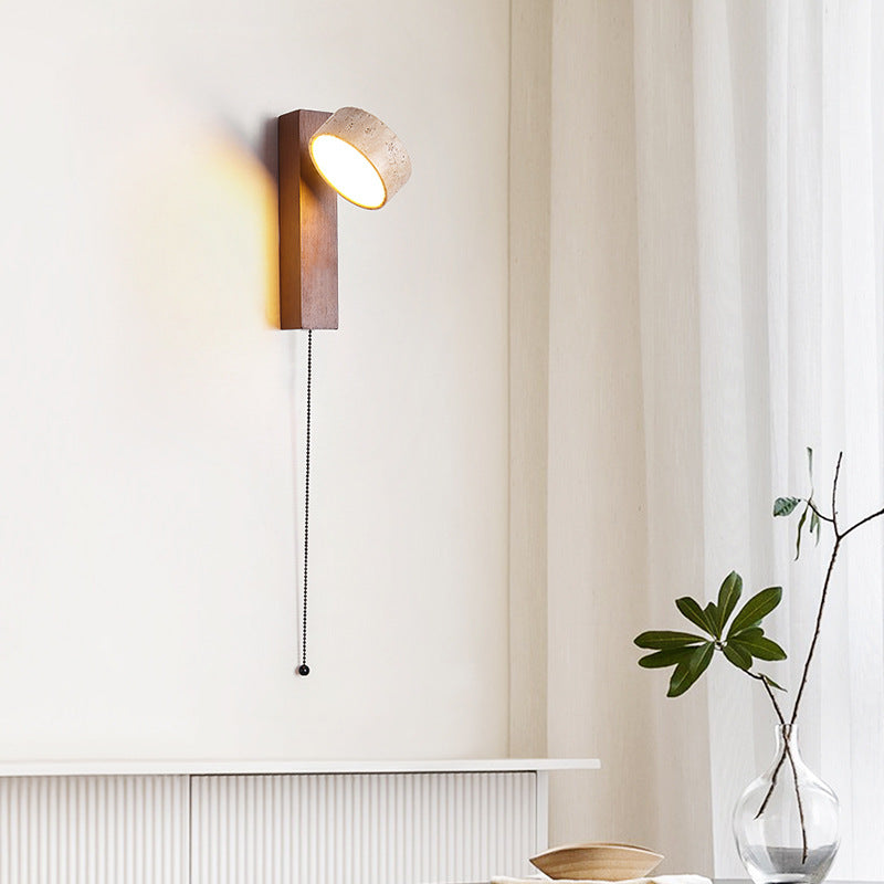 Travertine Wood Bedside Wall Light