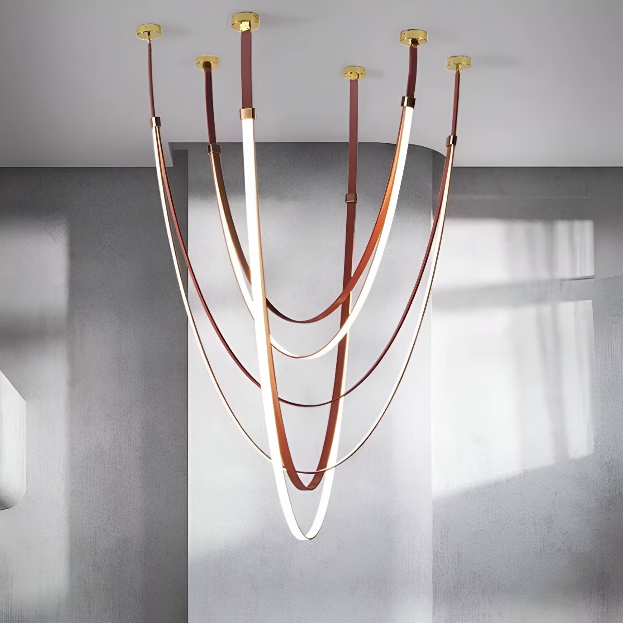 Nordic PU Leather LED Belt Ceiling Light
