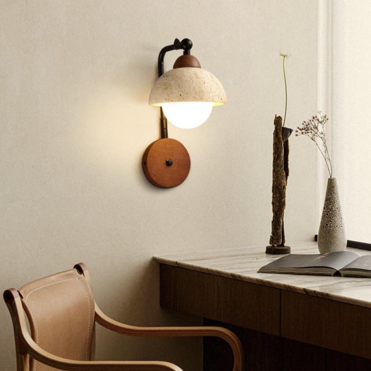 Yellow Travertine Wabi-Sabi Wall Light