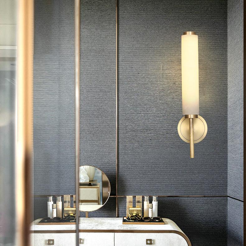 Nordic Brass Marble Tube Wall Light