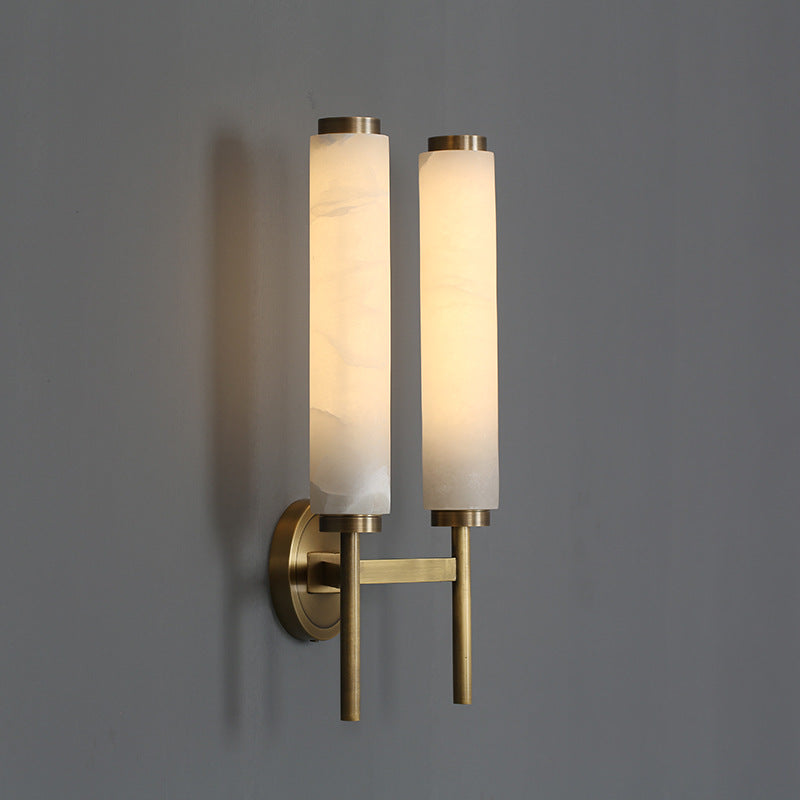Nordic Brass Marble Tube Wall Light