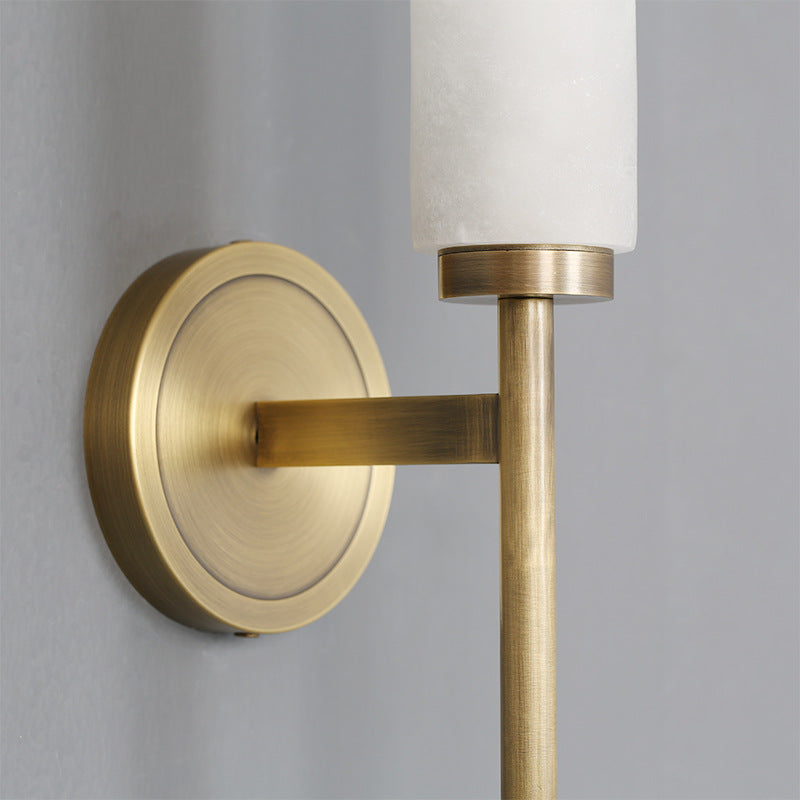 Nordic Brass Marble Tube Wall Light