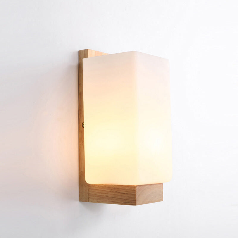 Einar Nordic Wood Glass Wall Lamp