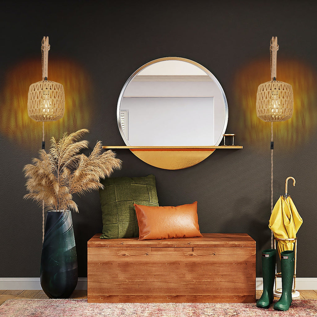 Rustic Hand-Woven Hemp Rope Wall Light