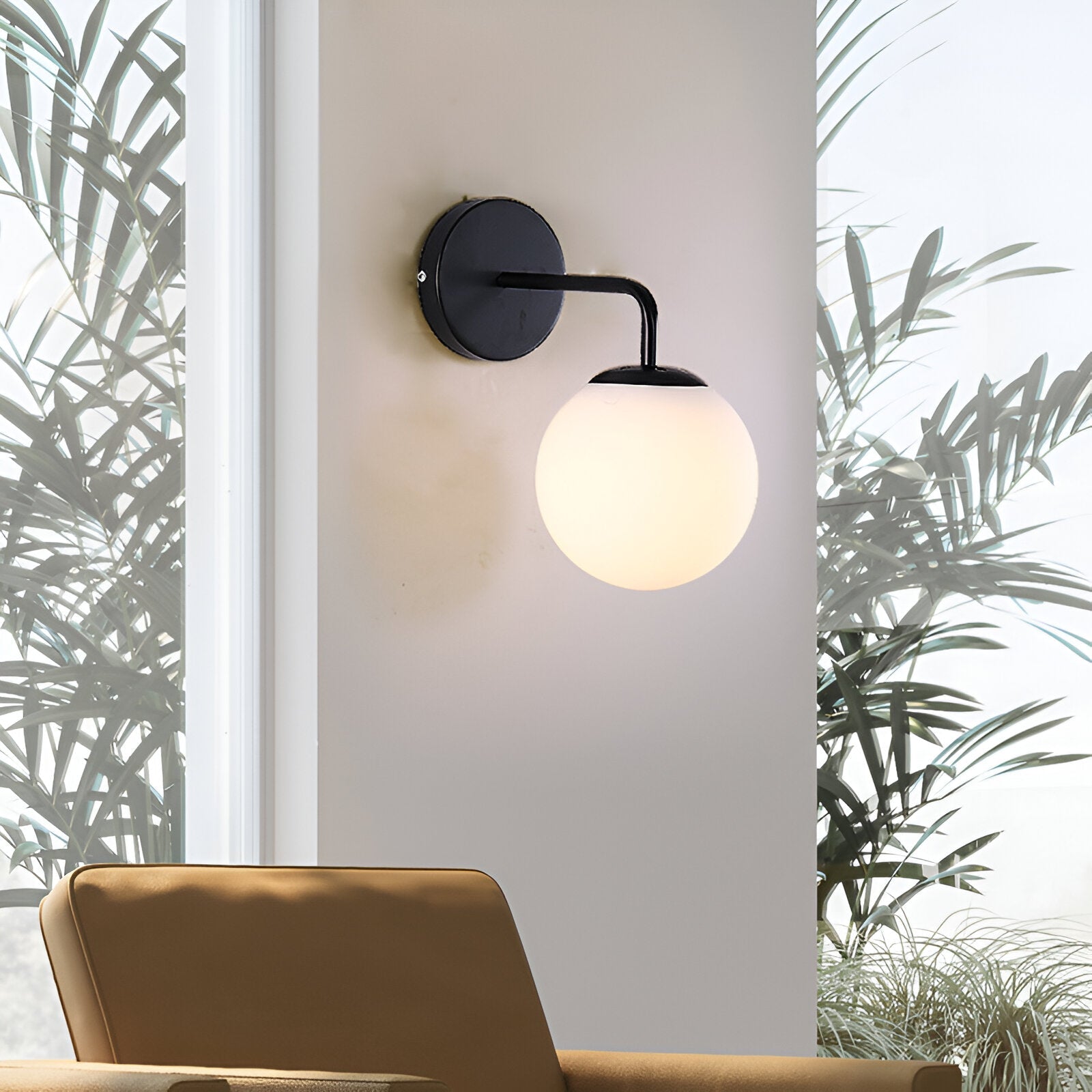 Modern Retro Rippled Glass Sphere Wall Light