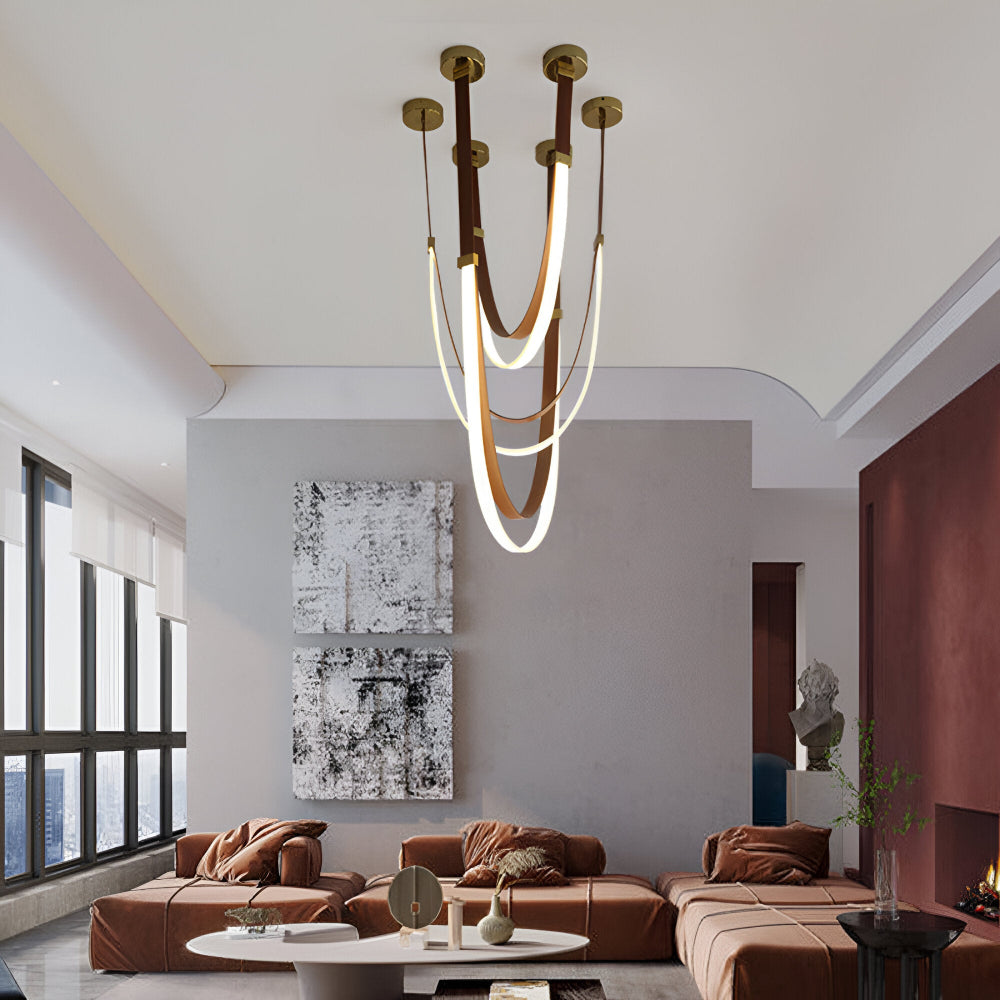 Nordic PU Leather LED Belt Ceiling Light