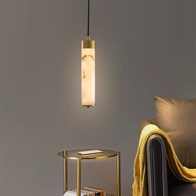 Ethereal Stone Glow Sculptural Style Alabaster Pendant Light