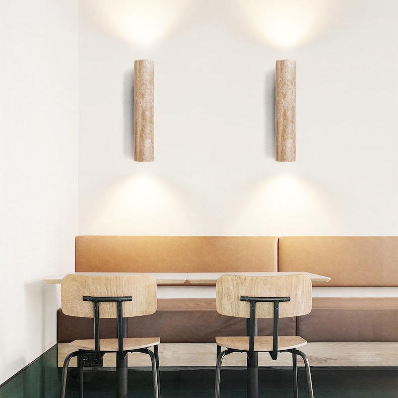Japandi Tube Travertine Stone Minimalist Wall Light