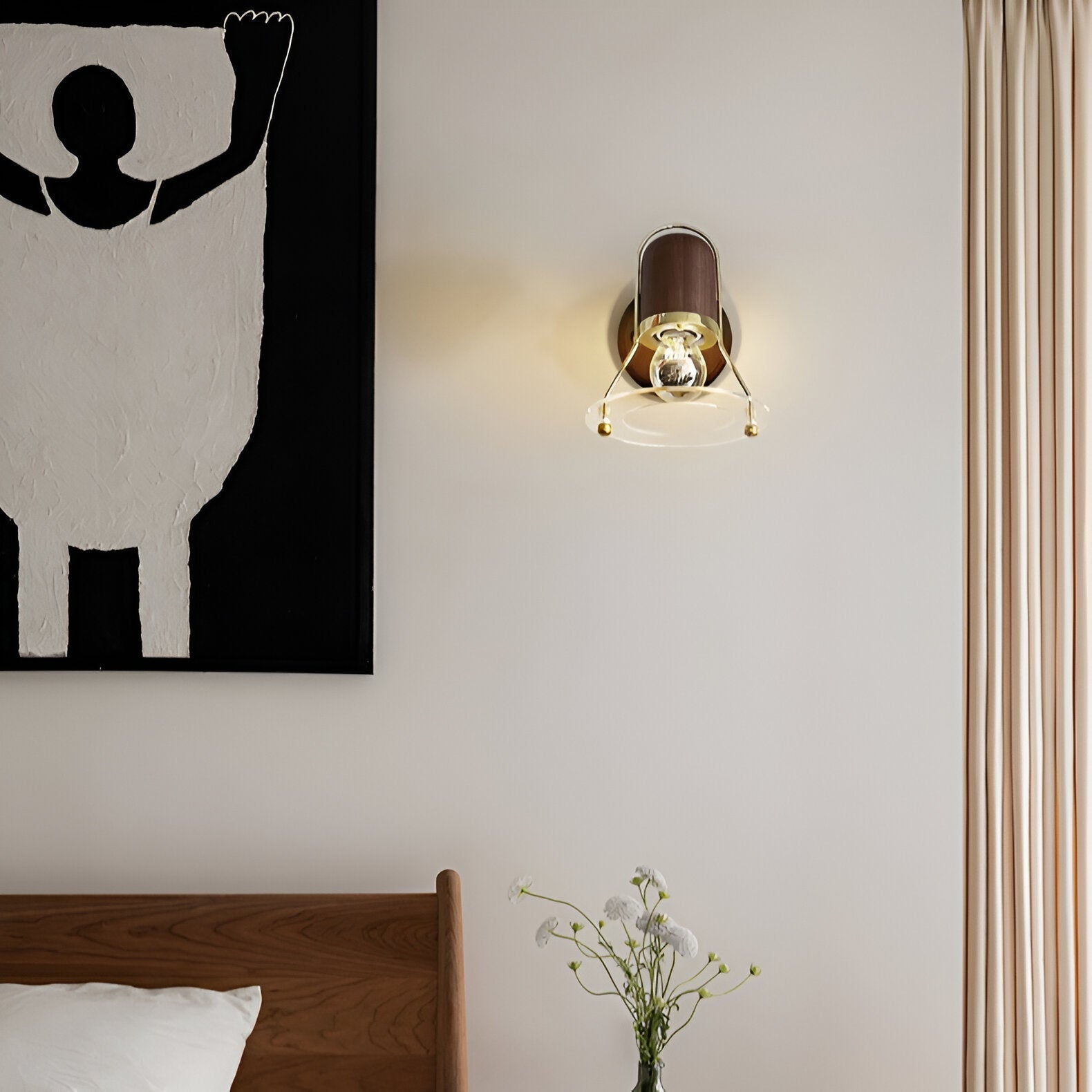 Japanese Retro Style Walnut Haughanv Wall Light