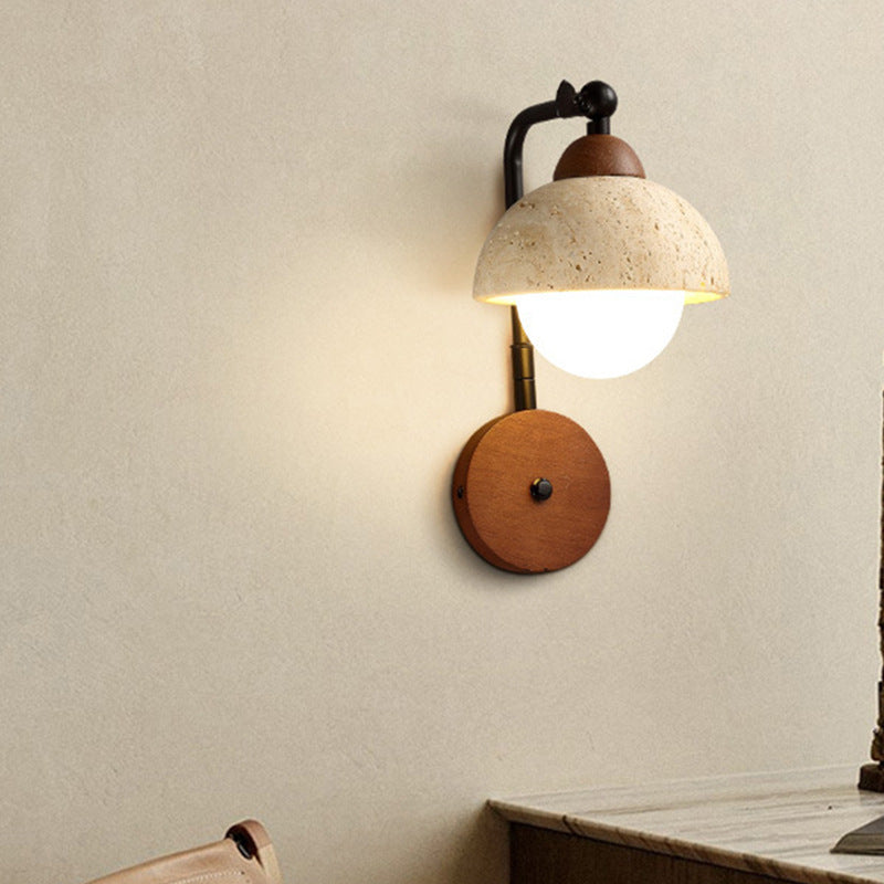 Yellow Travertine Wabi-Sabi Wall Light