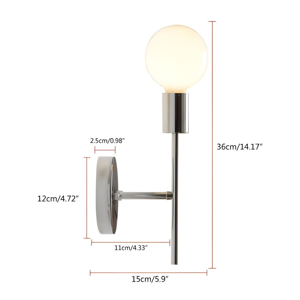 Retro Style Shadeless Single Head Wall Light