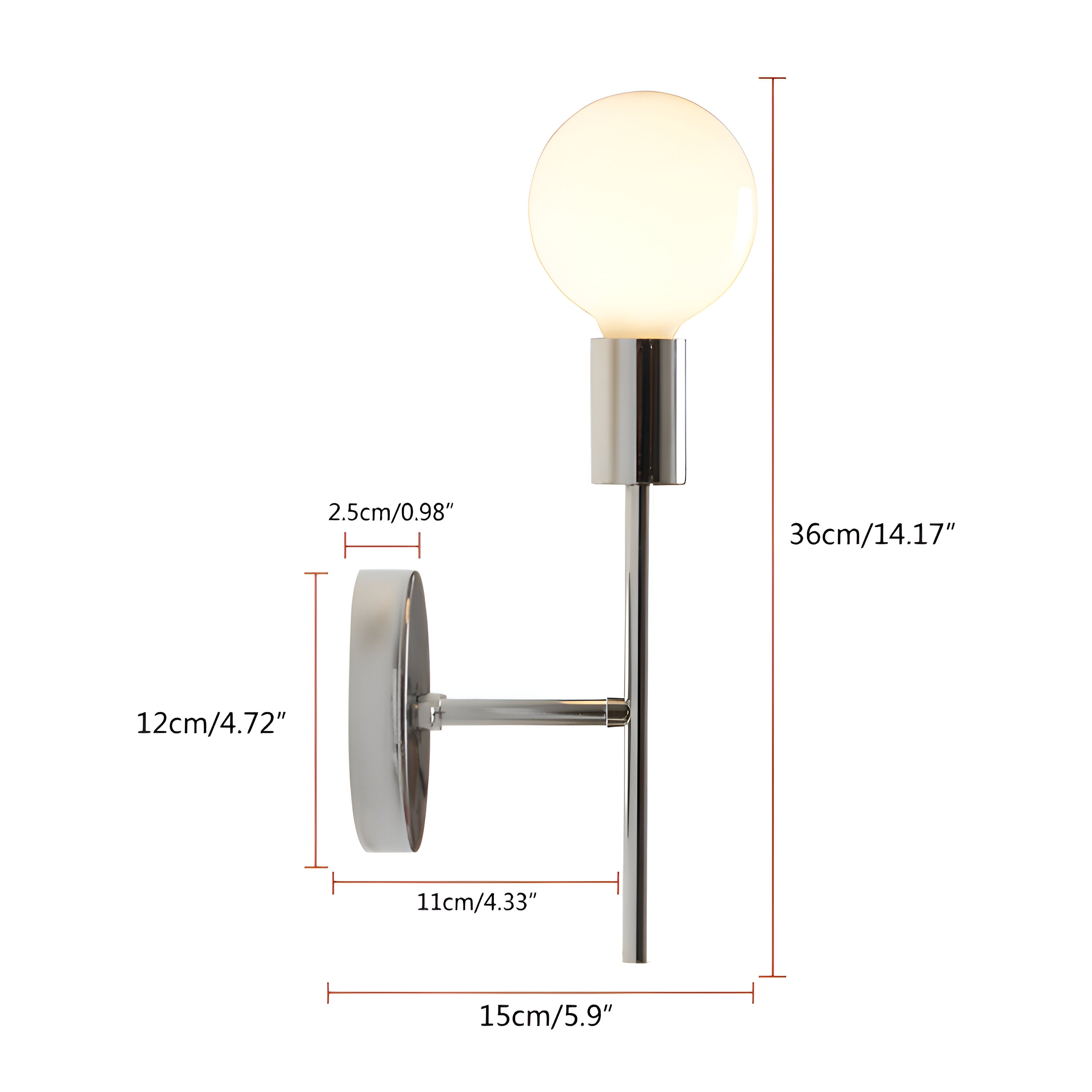 Retro Style Shadeless Single Head Wall Light