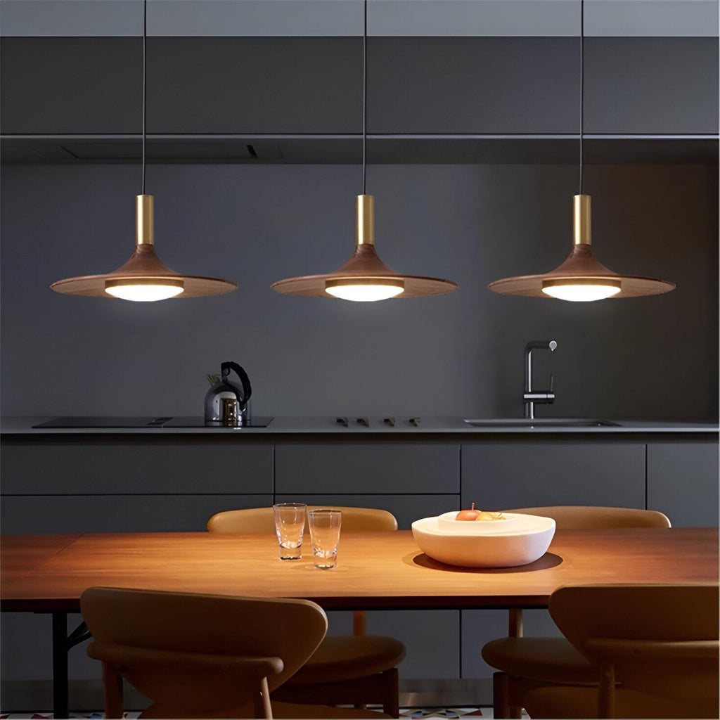 Nordic Style Walnut-Finish Iron Pendant Light