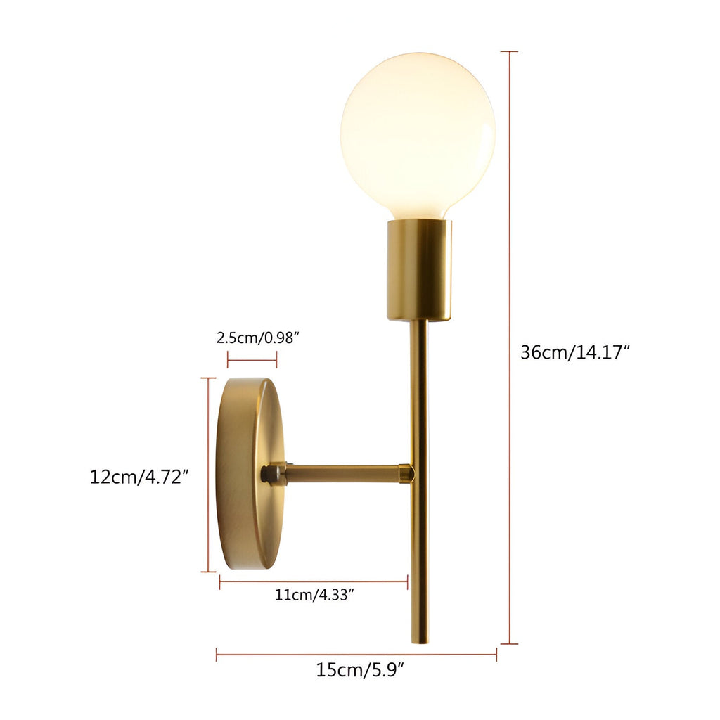 Retro Style Shadeless Single Head Wall Light