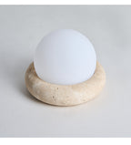 Mini Maga Cream Style Travertine Table Lamp